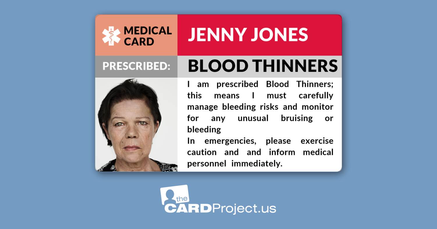 Blood Thinner Photo Medical Card (FRONT)